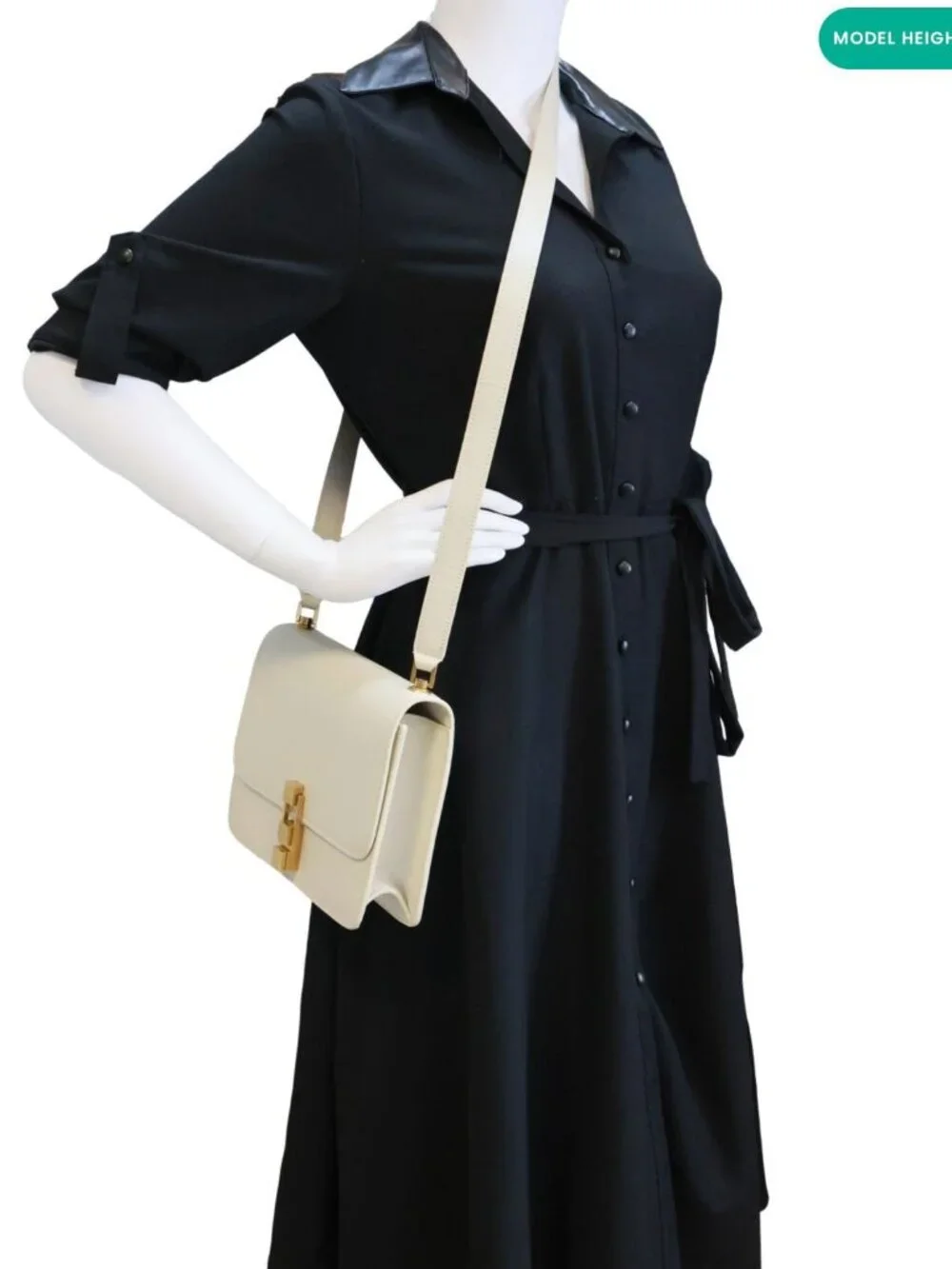 Yves Saint Laurent  Le Carre Calfskin Leather Satchel Bag White
